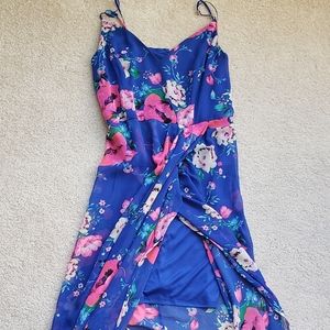 Express blue floral high low maxi dress